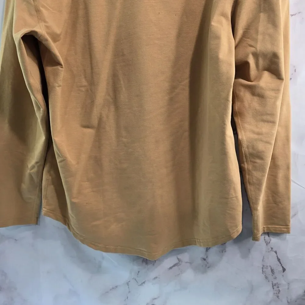 Bylt Shirt Mens Large Orange Drop Cut Henley Luxe Long Sleeve Tee T Button